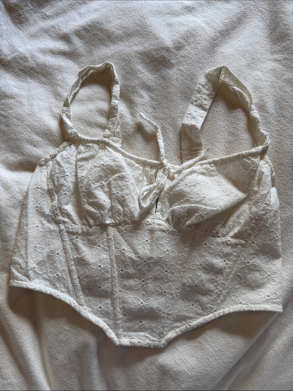 Cotton Candy White Lace Corset-Style Bralette